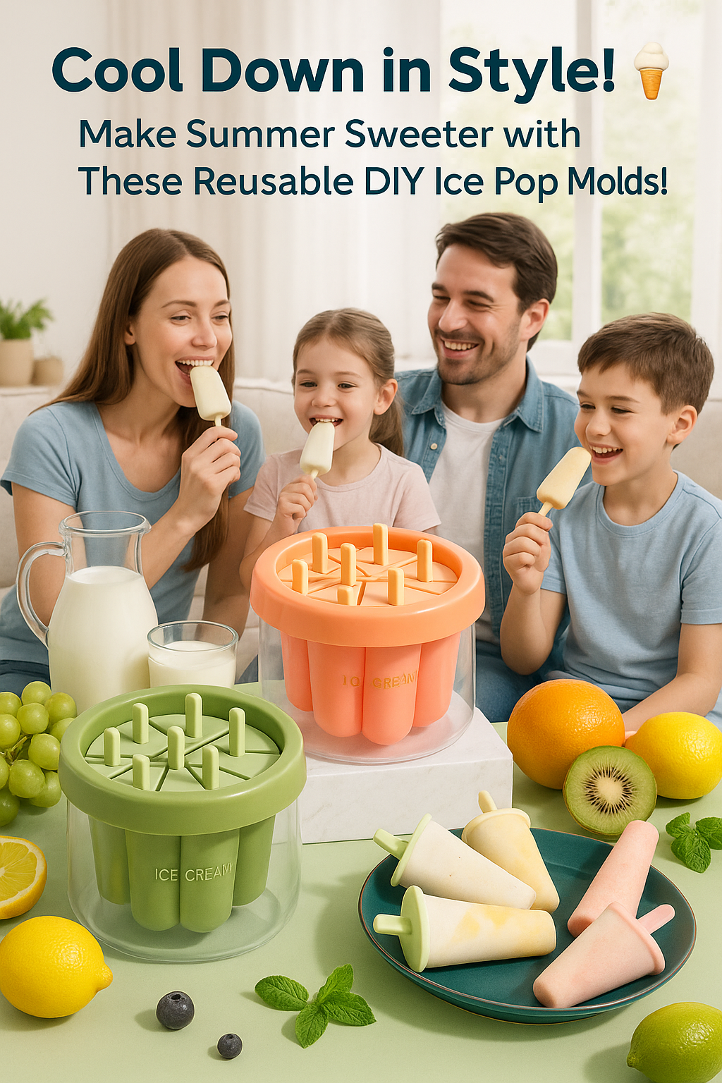 Reusable DIY 8 Pieces Ice Pop Mould